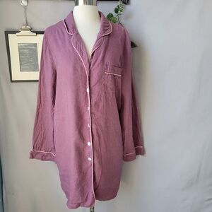 Piglet In Bed Long Linen Blend Pajama Nightshirt L